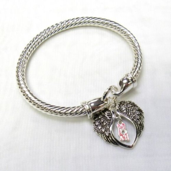 Silver Plated Mom's Blessing Angel Wing Charm Bracelet Mother Mom Gift - Picture 3 of 4